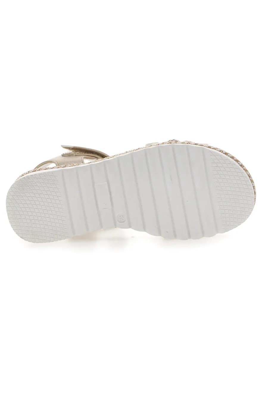 Sandali Platino Con Strappo in Velcro Grazie 15022