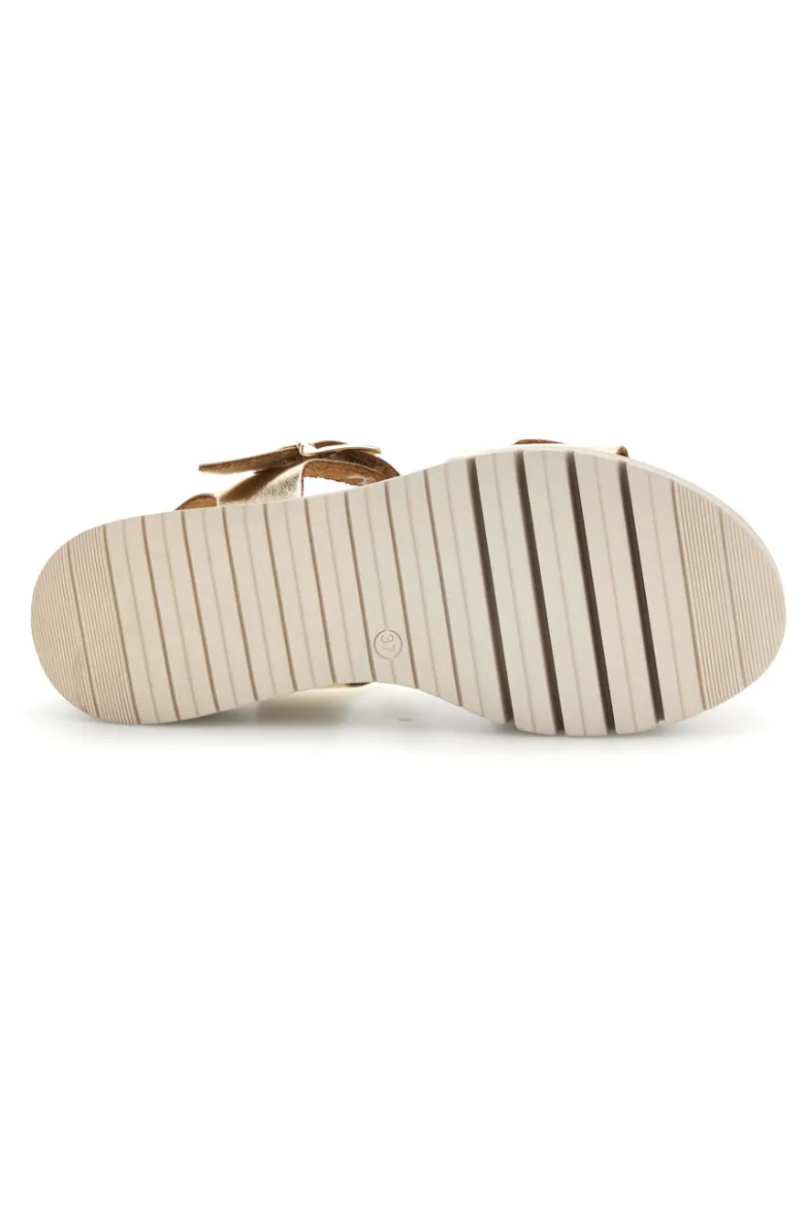 Sandali platino con zeppa e strappo in velcro Pittarello focus 5493097