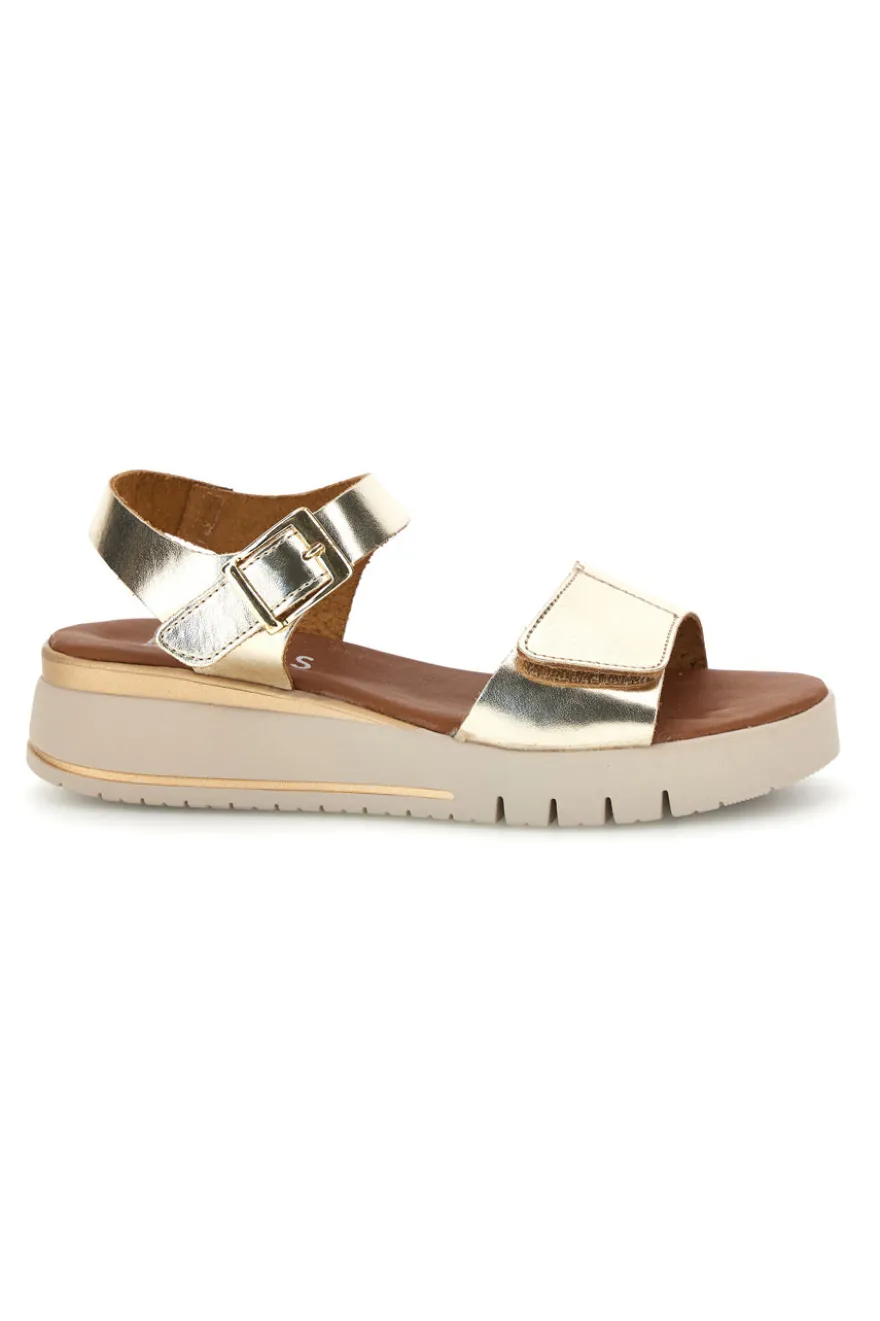 Sandali platino con zeppa e strappo in velcro Pittarello focus 5493097