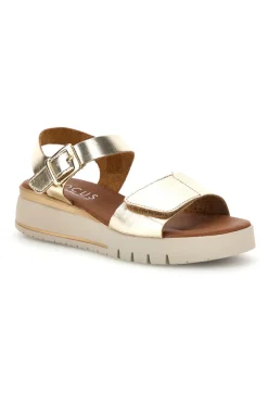 Sandali platino con zeppa e strappo in velcro Pittarello focus 5493097