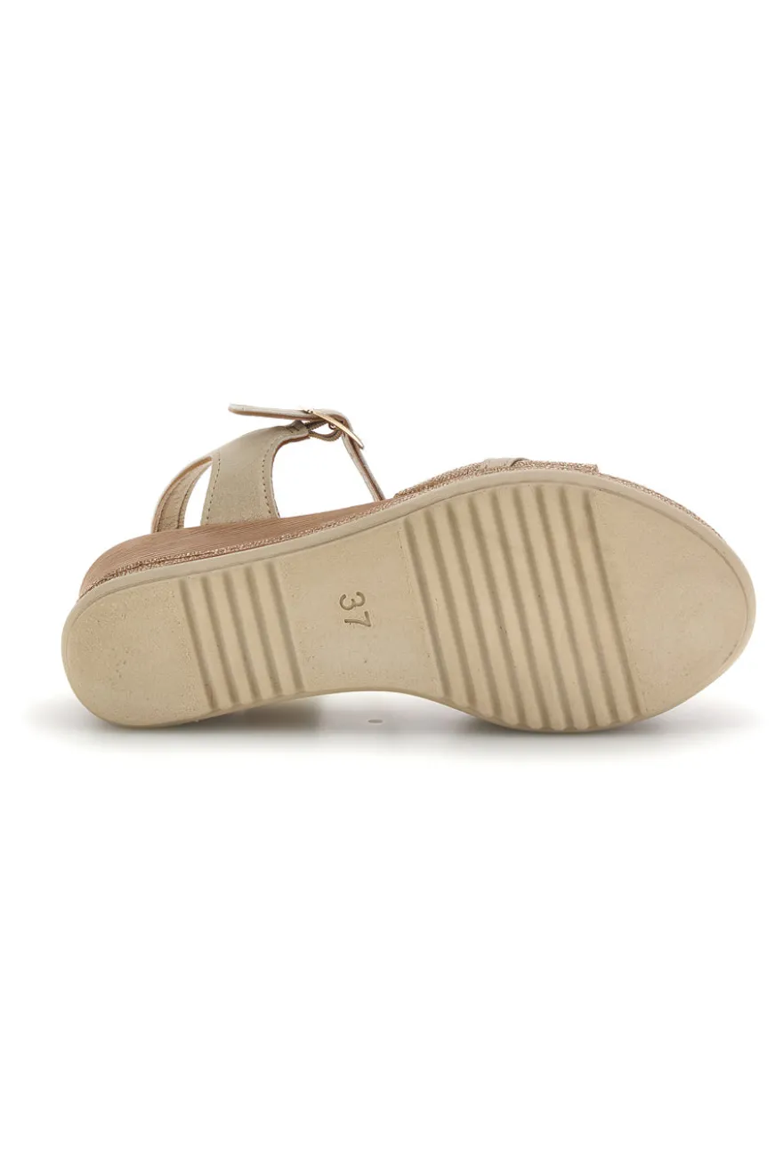 Sandali platino con zeppa Inblu 10 FK