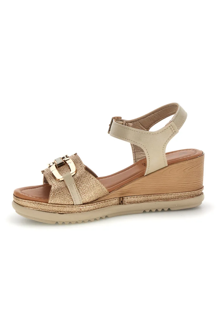Sandali platino con zeppa Inblu 10 FK