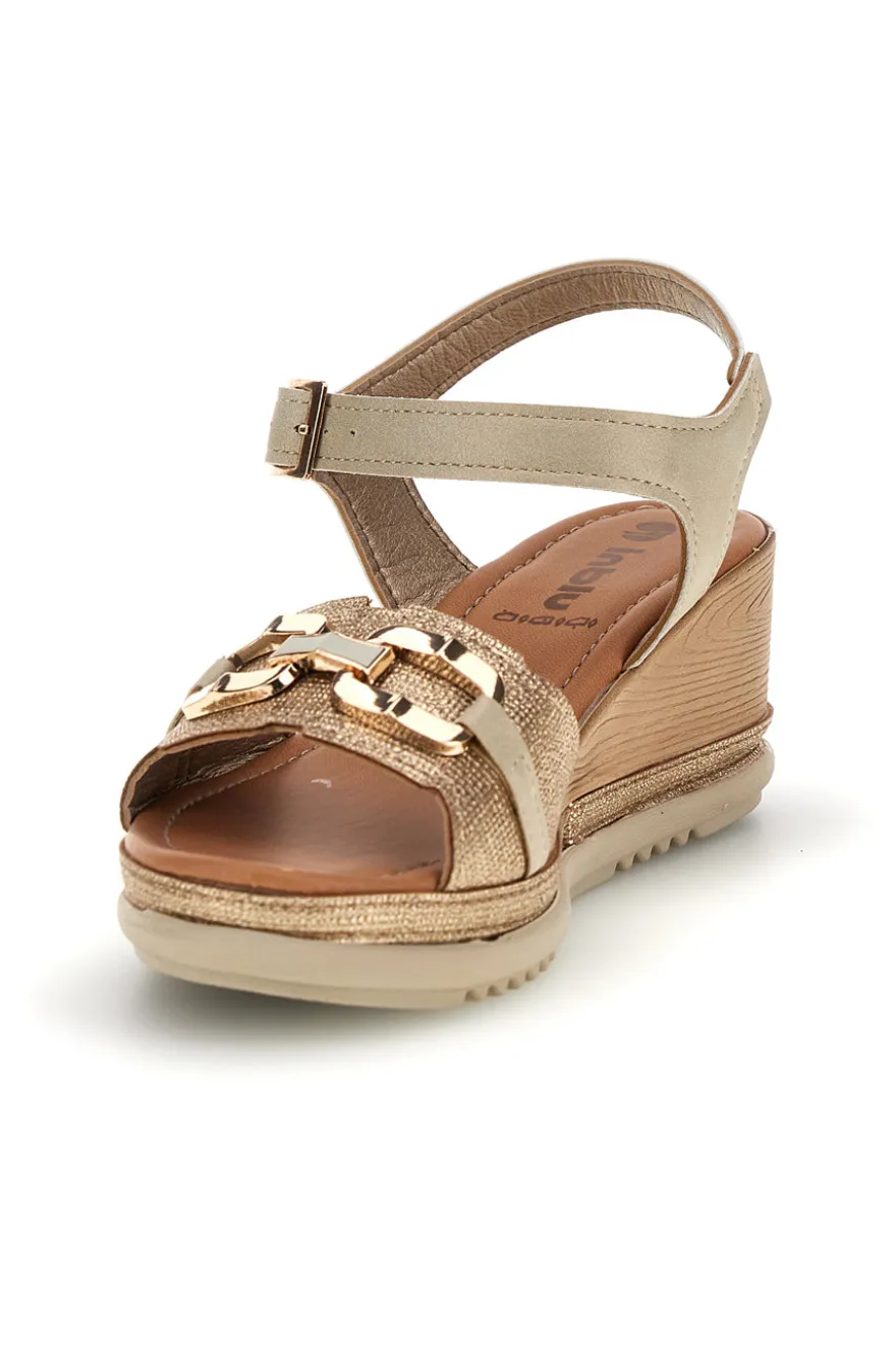 Sandali platino con zeppa Inblu 10 FK