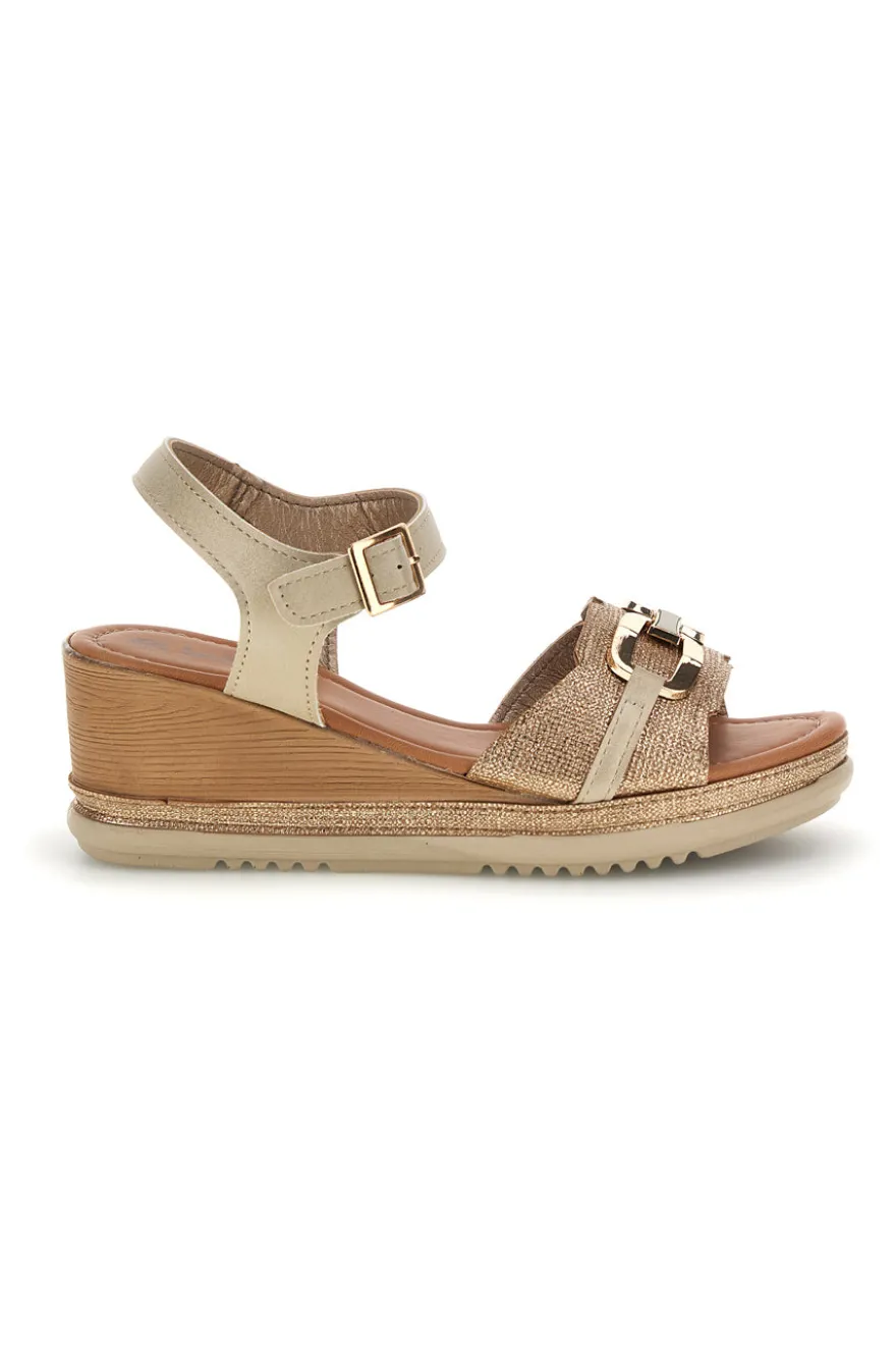 Sandali platino con zeppa Inblu 10 FK