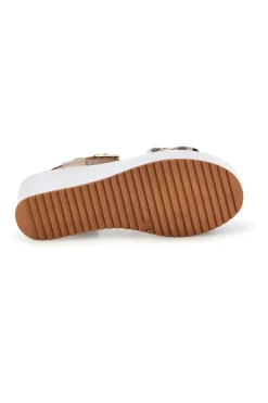 Sandali platino con zeppa fascia intrecciata made in Italy Plocadi 36321