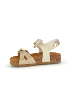 Sandali platino oro brillante con fibbie Pittarello bio 257A084SR