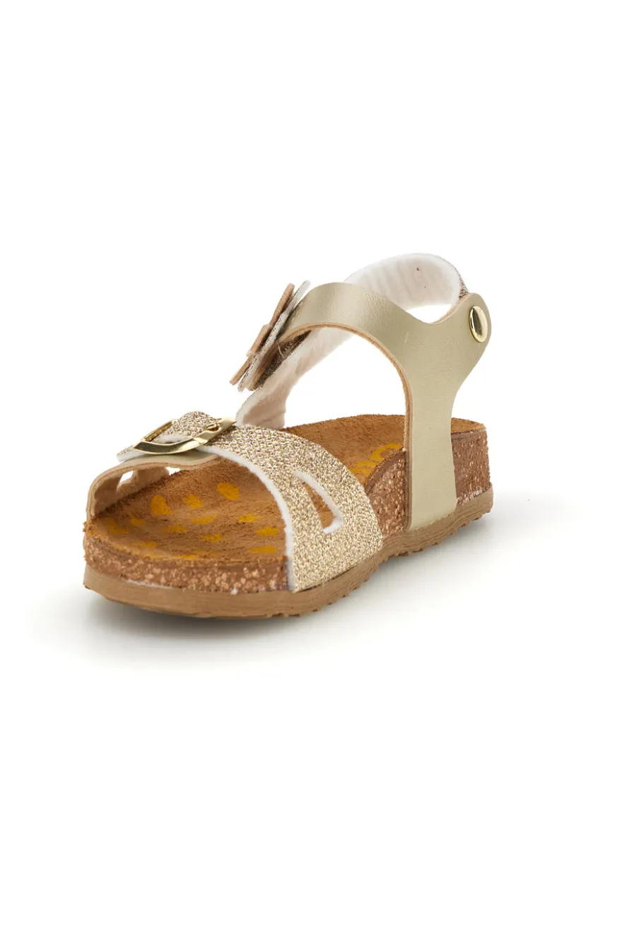 Sandali platino oro brillante con fibbie Pittarello bio 257A084SR