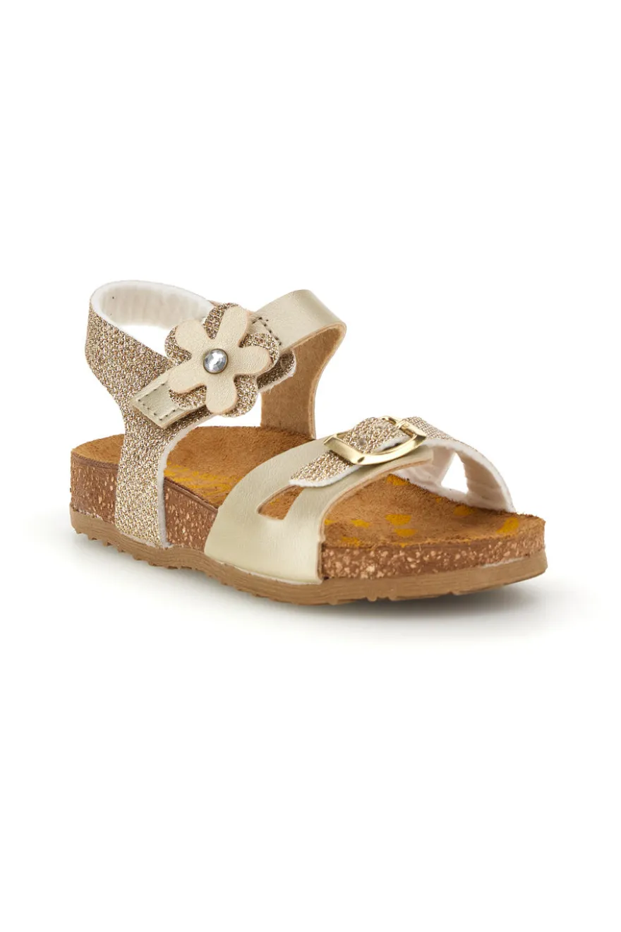 Sandali platino oro brillante con fibbie Pittarello bio 257A084SR