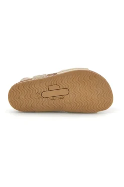 Sandali platino oro brillante con fibbie Pittarello bio 257A084SR