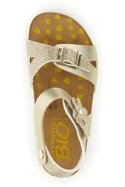 Sandali platino oro brillante con fibbie Pittarello bio 257A084SR