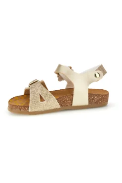 Sandali platino oro brillante con fibbie Pittarello bio 257A084SR