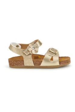 Sandali platino oro brillante con fibbie Pittarello bio 257A084SR