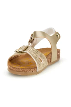 Sandali platino oro brillante con fibbie Pittarello bio 257A084SR