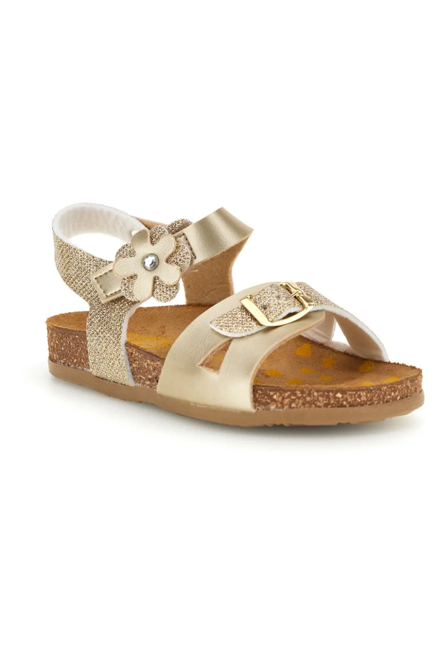 Sandali platino oro brillante con fibbie Pittarello bio 257A084SR
