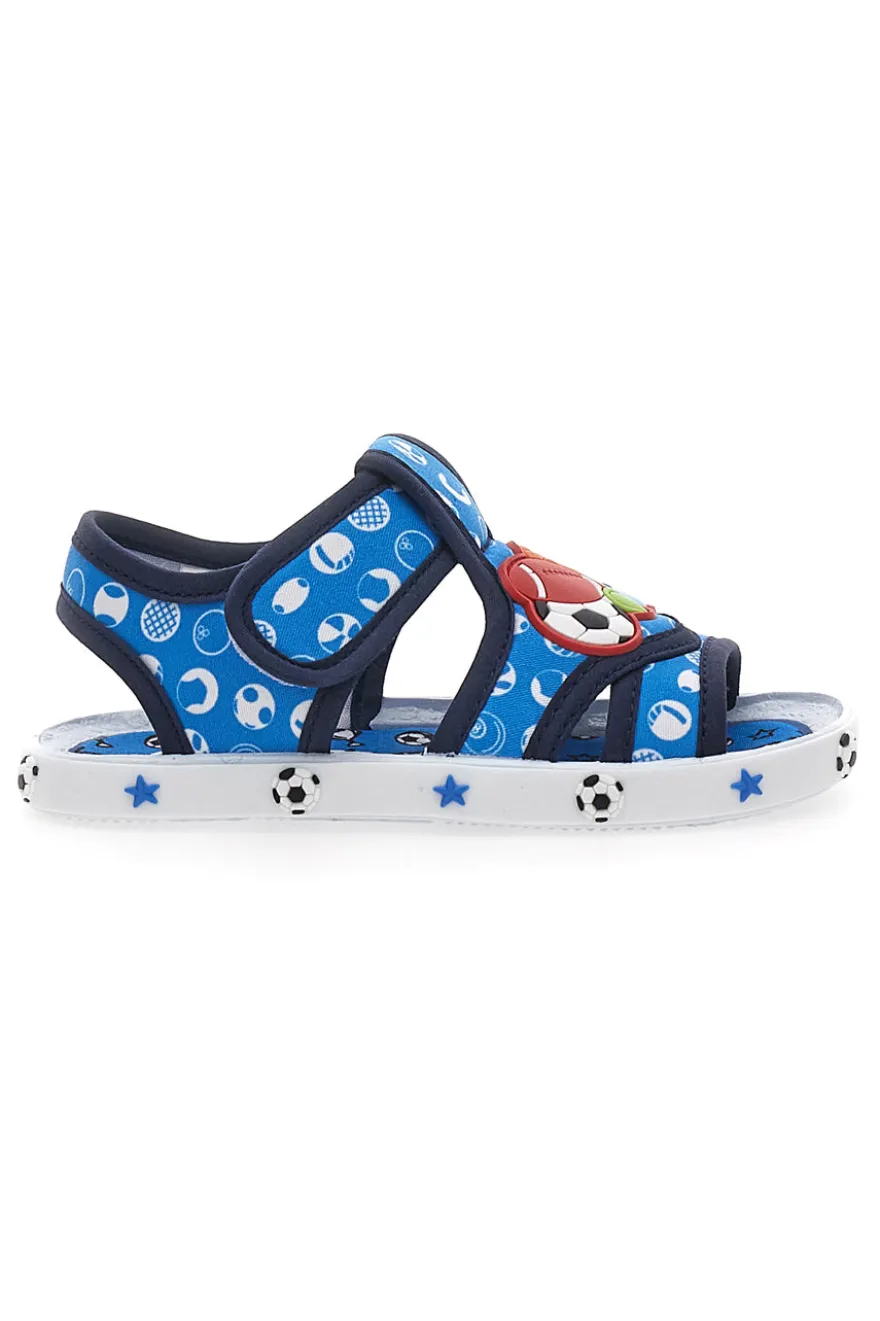 Sandali Primi Passi Azzurri con palloni sport Pitt Kids PK2758A