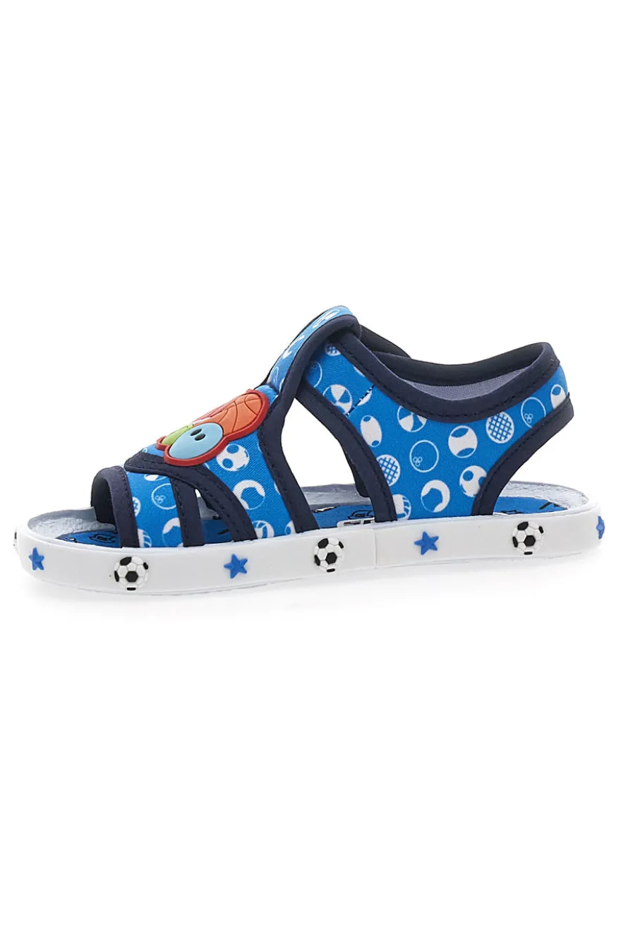 Sandali Primi Passi Azzurri con palloni sport Pitt Kids PK2758A