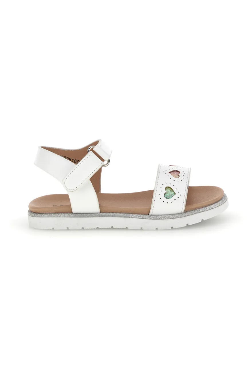 Sandali primi passi bianchi con cuoricini Pitt kids 392616S