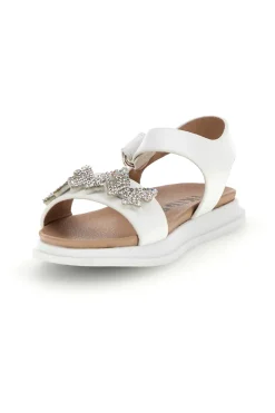 Sandali primi passi bianchi con strass a farfalla Pitt kids 392620S