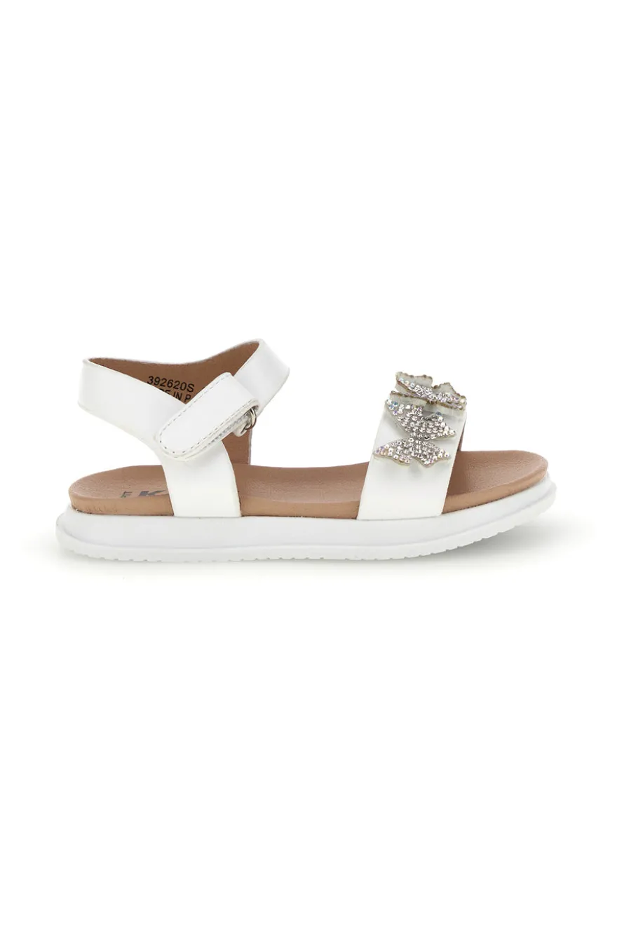 Sandali primi passi bianchi con strass a farfalla Pitt kids 392620S