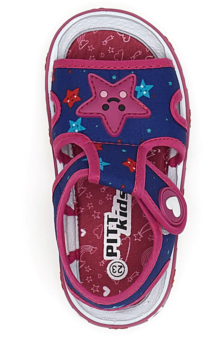 Sandali primi passi blu e fuxia in tessuto Pitt Kids PK2871B