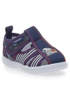 Sandali Primi Passi Chiusi in Punta Jeans e a Righe Snoopy 0616109