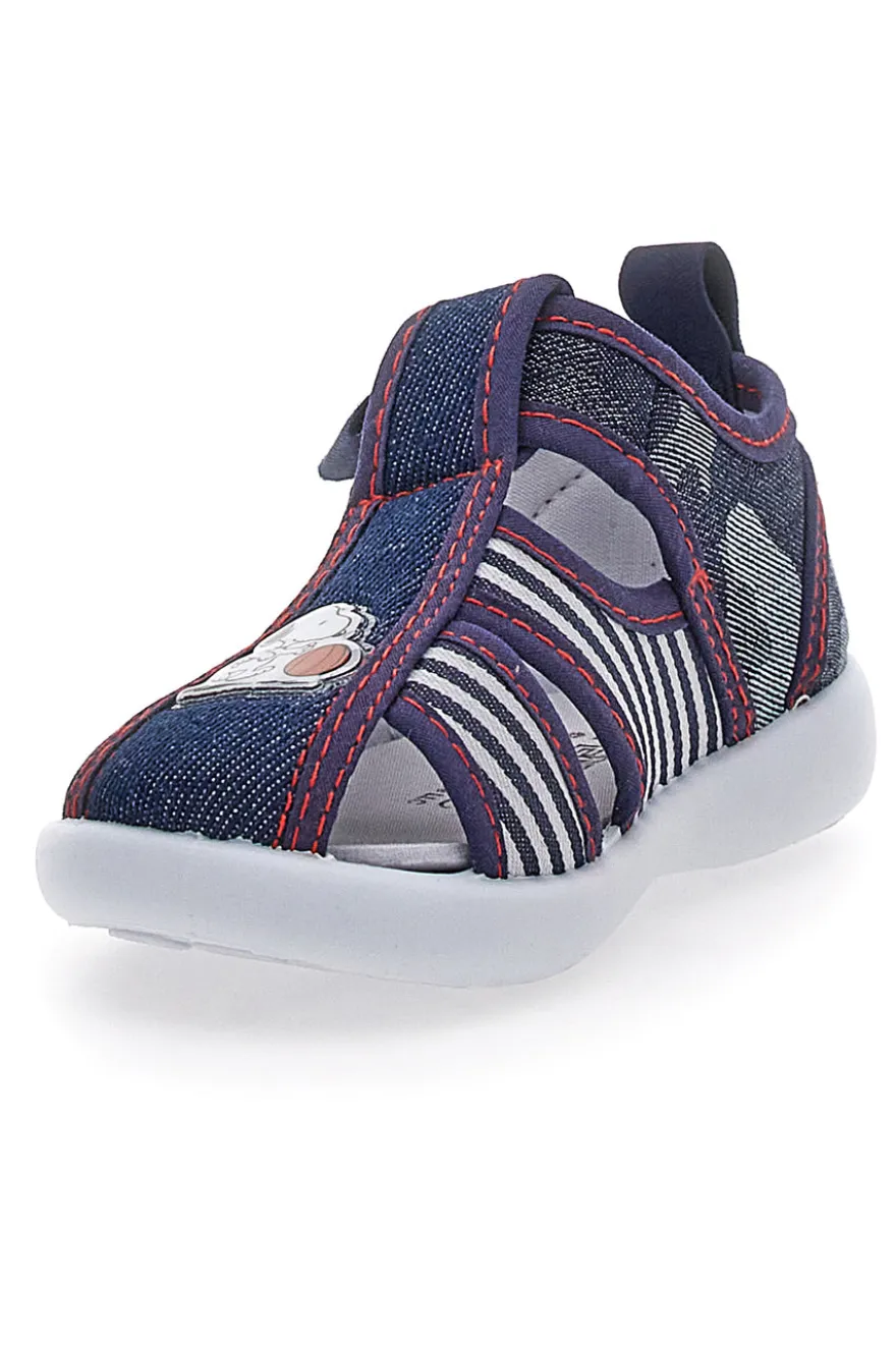 Sandali Primi Passi Chiusi in Punta Jeans e a Righe Snoopy 0616109