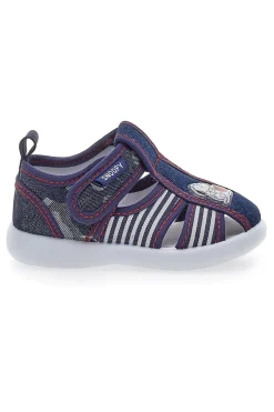 Sandali Primi Passi Chiusi in Punta Jeans e a Righe Snoopy 0616109