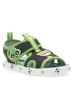 Sandali Primi Passi Grigio e Verde con orsetto e machinina Pitt Kids PK2636A