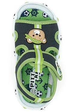 Sandali Primi Passi Grigio e Verde con orsetto e machinina Pitt Kids PK2636A
