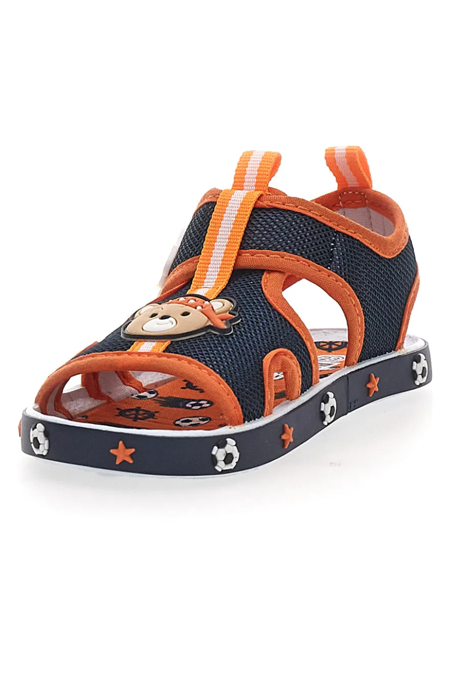 Sandali Primi Passi Navy e Arancione con orsetto e machinina Pitt Kids PK2636B