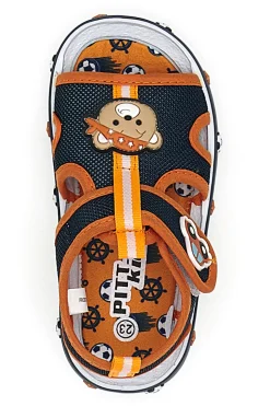 Sandali Primi Passi Navy e Arancione con orsetto e machinina Pitt Kids PK2636B
