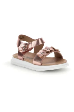 Sandali primi passi rosa con applicazioni floreali Pitt kids 392622S