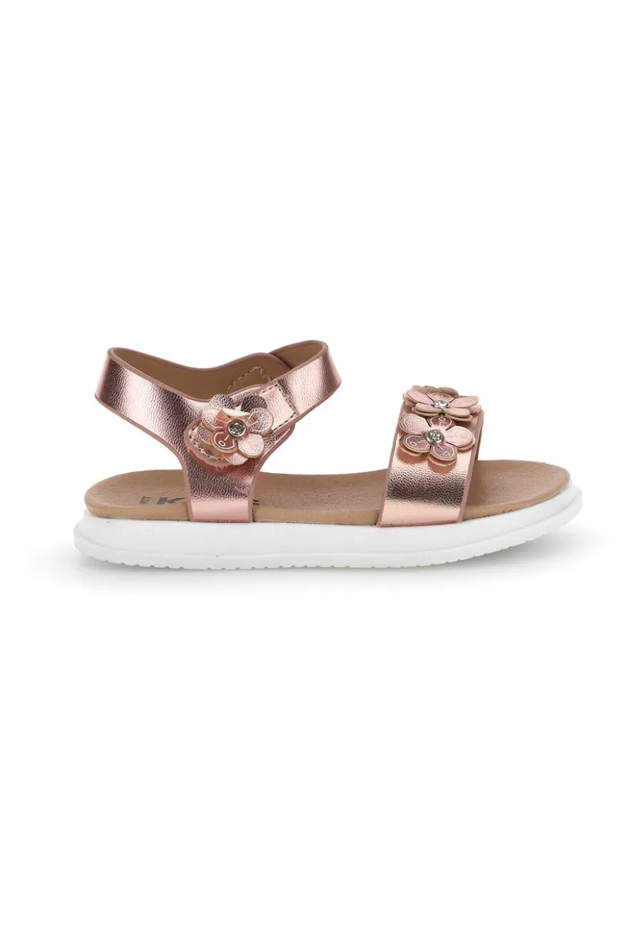 Sandali primi passi rosa con applicazioni floreali Pitt kids 392622S