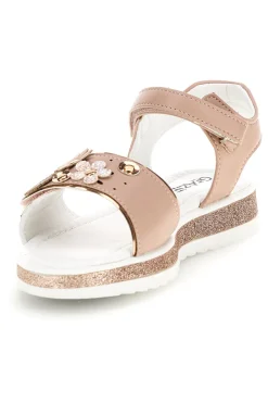 Sandali rosa applicazioni floreali cinturino regolabile Grazie girl 283594