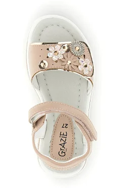 Sandali rosa applicazioni floreali cinturino regolabile Grazie girl 218594