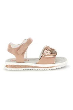 Sandali rosa applicazioni floreali cinturino regolabile Grazie girl 218594
