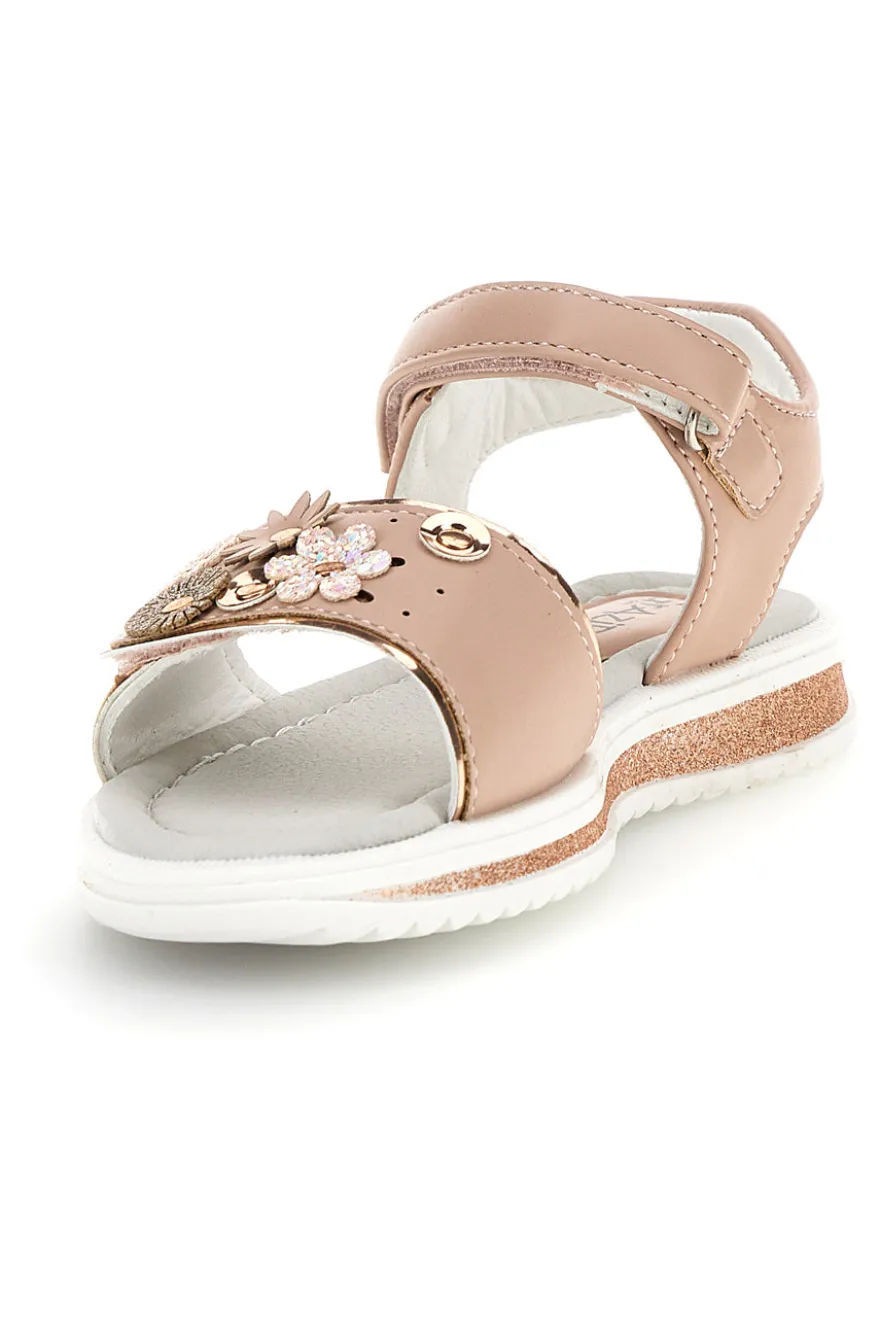 Sandali rosa applicazioni floreali cinturino regolabile Grazie girl 218594