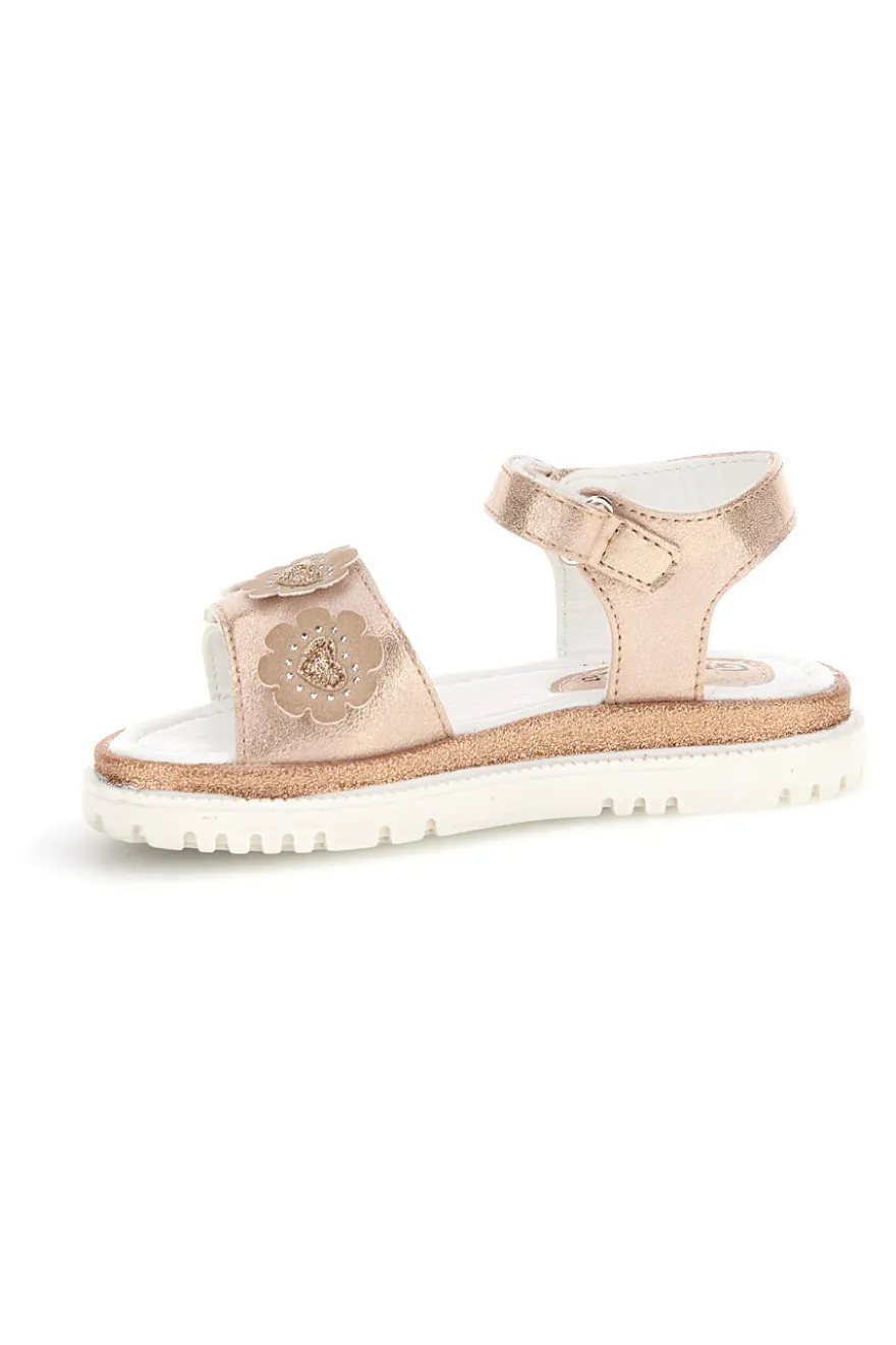 Sandali rosa applicazioni floreali cinturino regolabile Grazie girl 229599