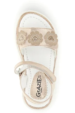 Sandali rosa applicazioni floreali cinturino regolabile Grazie girl 229599