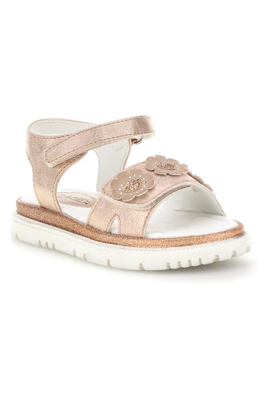 Sandali rosa applicazioni floreali cinturino regolabile Grazie girl 229599