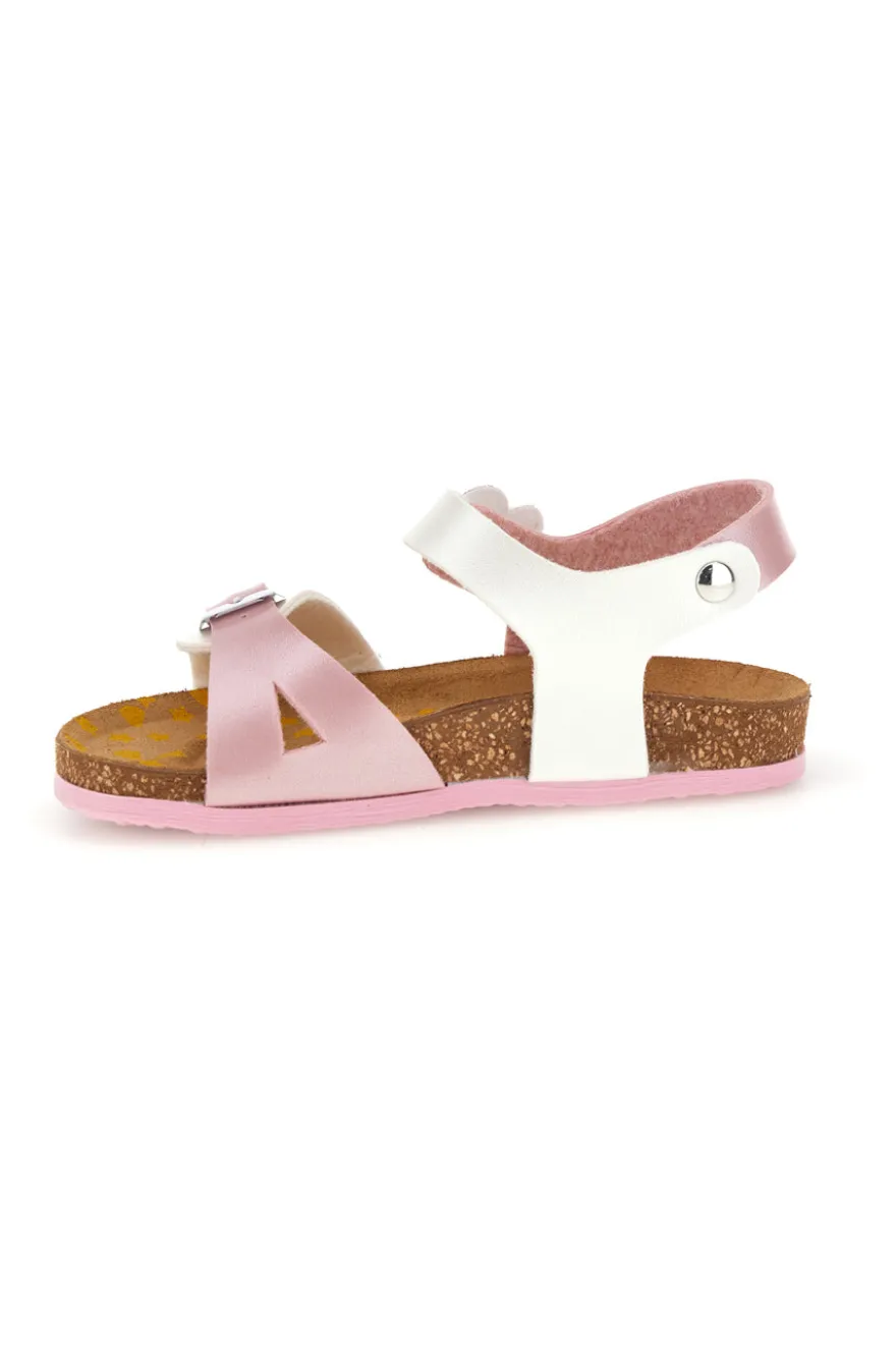 Sandali rosa bianchi con fibbia e cinturino cuore Pittarello bio 257A187SR