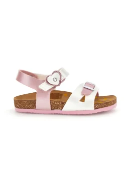 Sandali rosa bianchi con fibbia e cinturino cuore Pittarello bio 257A187SR
