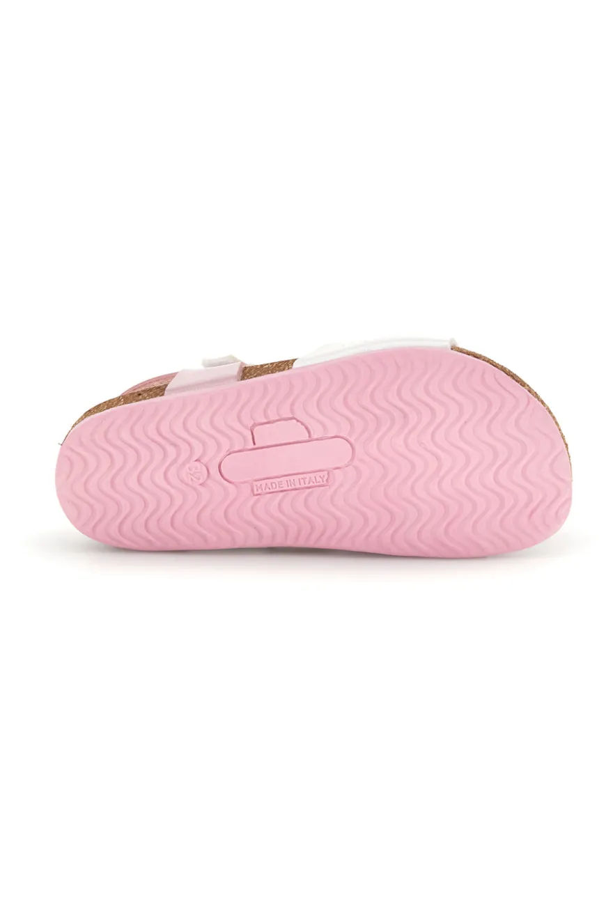 Sandali rosa bianchi con fibbia e cinturino cuore Pittarello bio 257A187SR