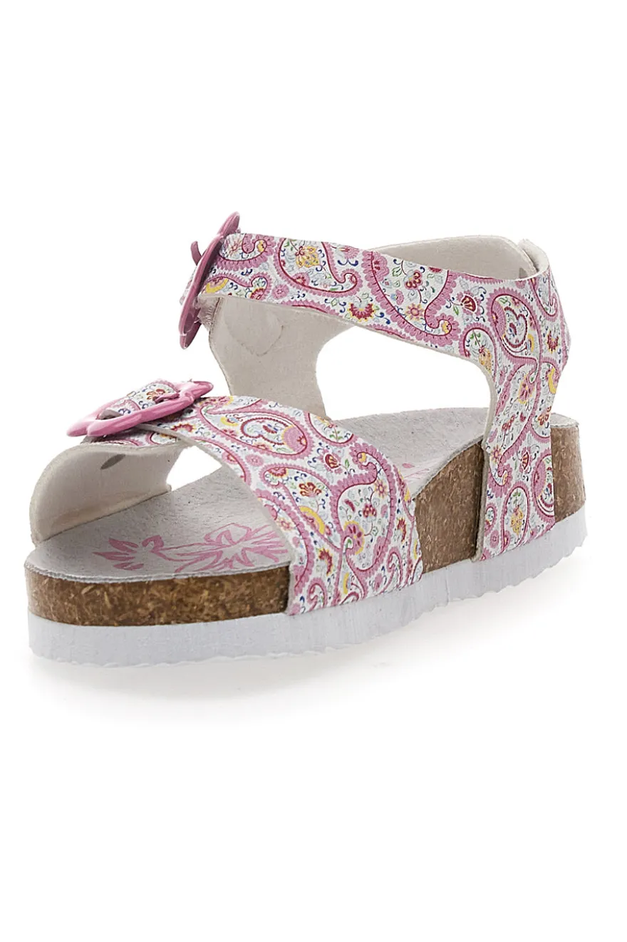 Sandali rosa con fantasia floreale e fibbie regolabili PITT KIDS 14503