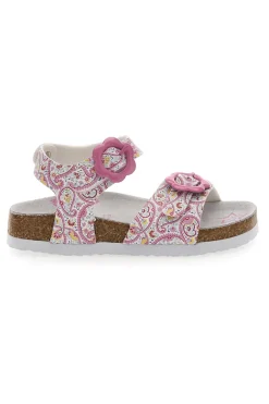 Sandali rosa con fantasia floreale e fibbie regolabili PITT KIDS 14503