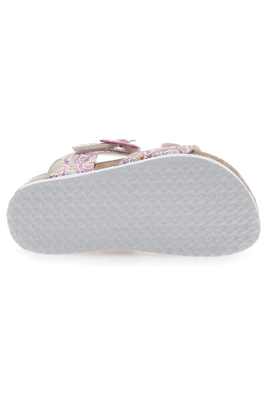 Sandali rosa con fantasia floreale e fibbie regolabili PITT KIDS 14503
