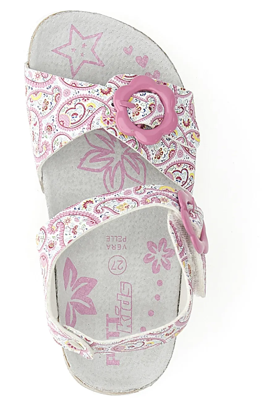 Sandali rosa con fantasia floreale e fibbie regolabili PITT KIDS 14503
