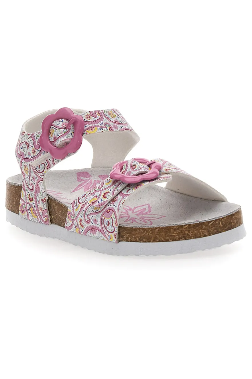 Sandali rosa con fantasia floreale e fibbie regolabili PITT KIDS 14503