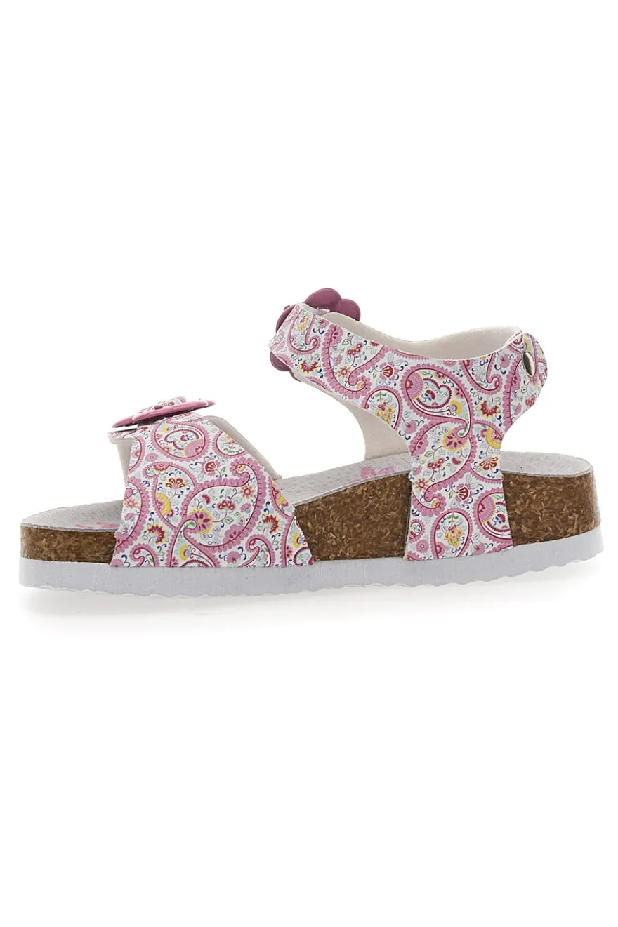 Sandali rosa con fantasia floreale e fibbie regolabili PITT KIDS 14503