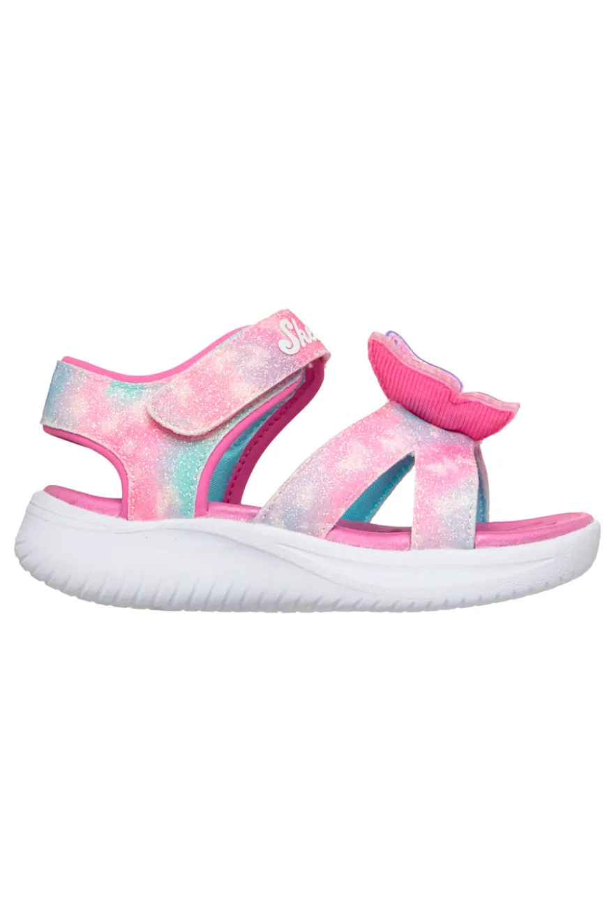 Sandali rosa con farfalla luminosa Skechers Jumpsters Sandal Butterfly Brights